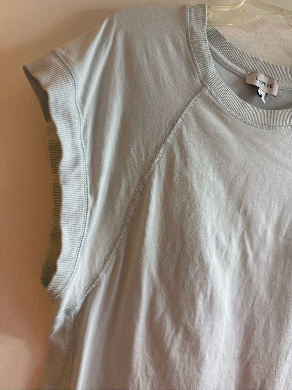 Evereve Light Blue Cap-Sleeve Crewneck Tee - Picture 4 of 8